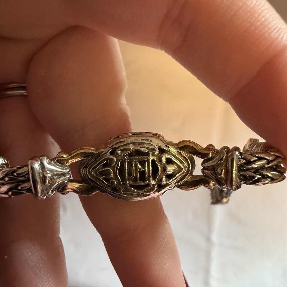 John Mederios Two Tone 2 Strand Locking Bracelet Rhodium Silver And Gold Plated - Picture 4 of 12